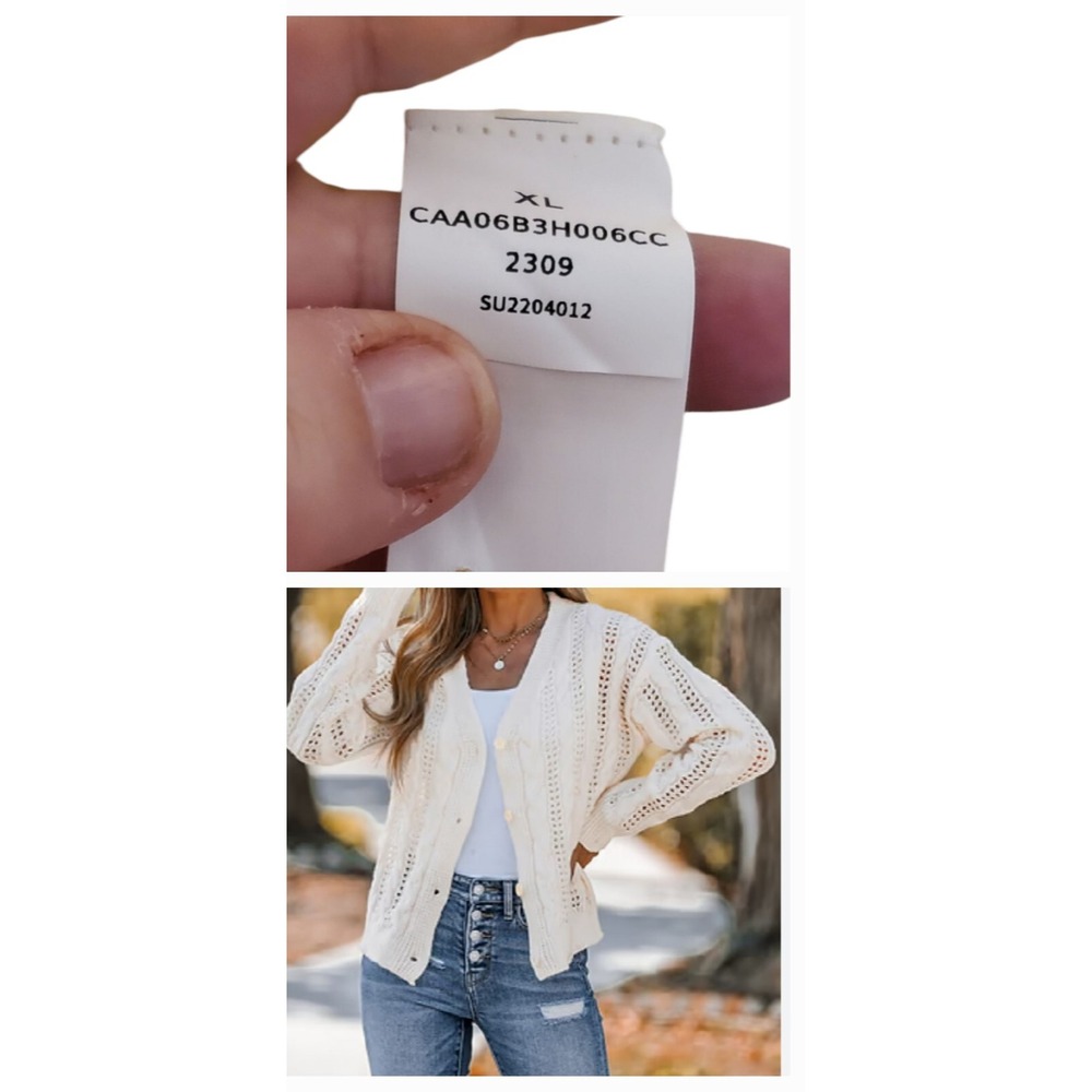 New Women's Laganlook creme‎ Cable Knit Sweater Cardigan Size Xl Outdoor